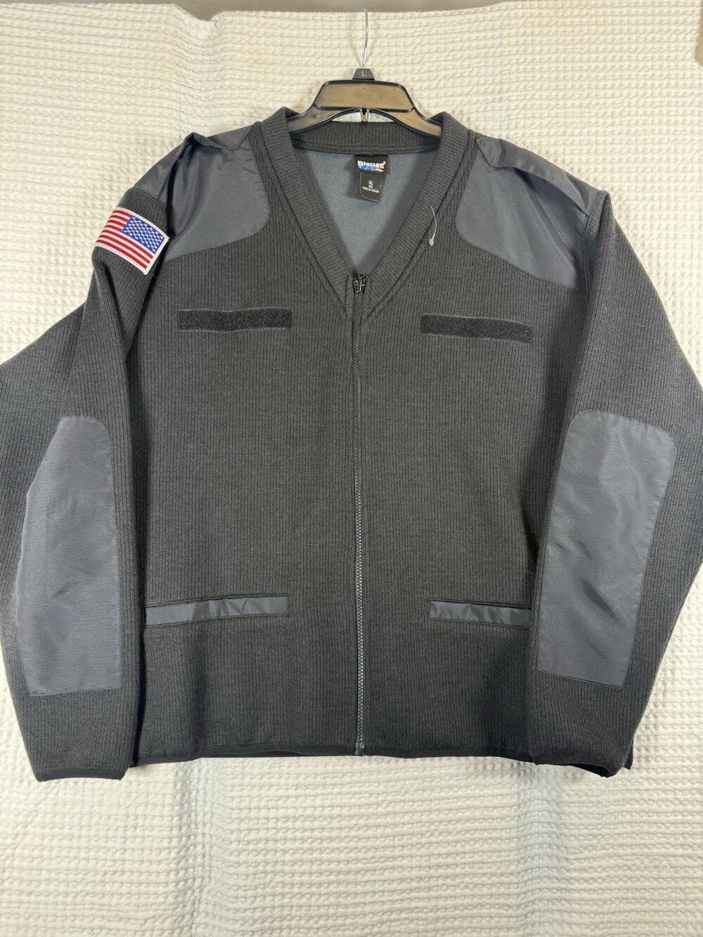 Blauer USA Public Safety Uniform Sweater Jacket Men’s XL Black Full Zip Flag